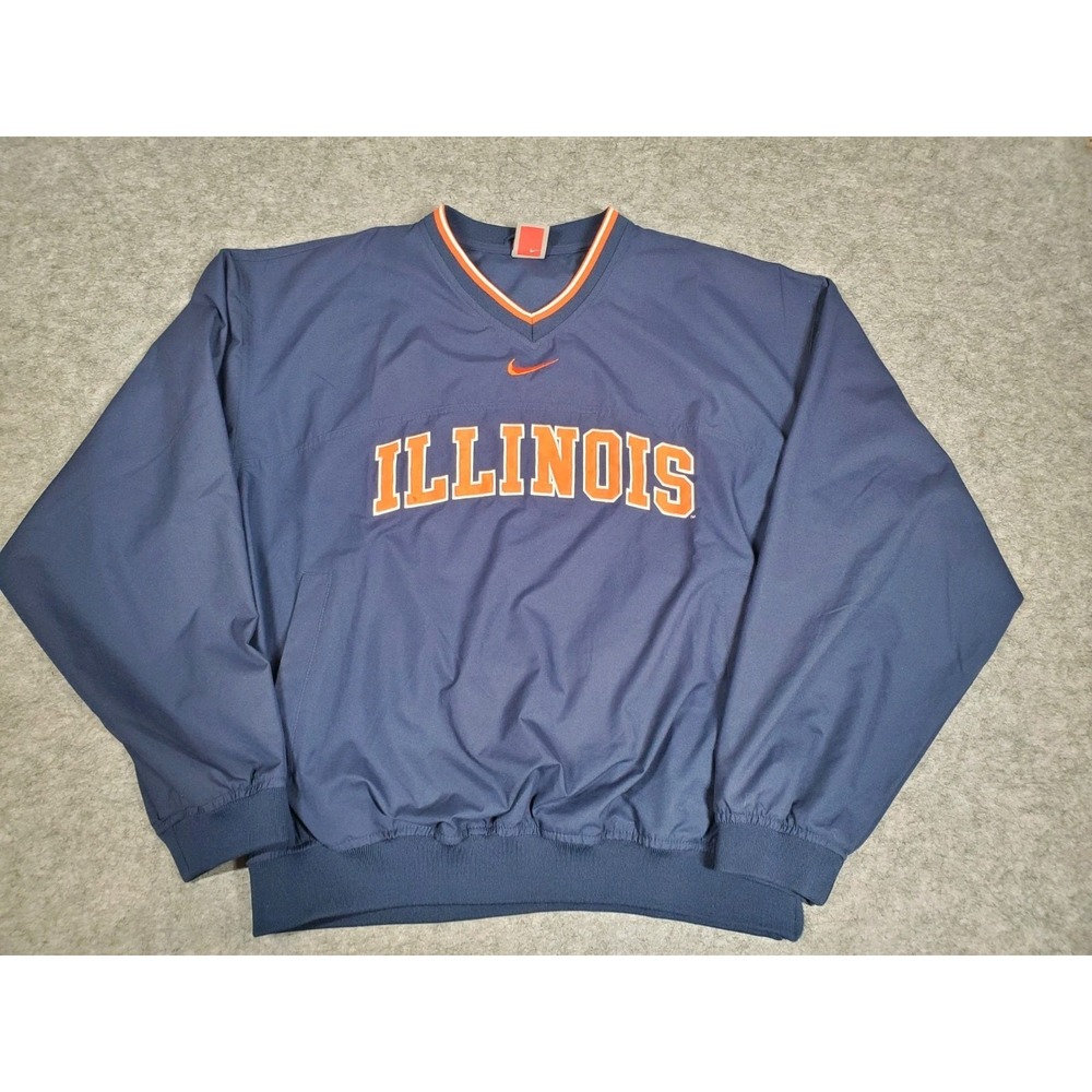 Vintage Nike Illinois Fighting Illini Windbreaker Mens Medium Center Swoosh Blue